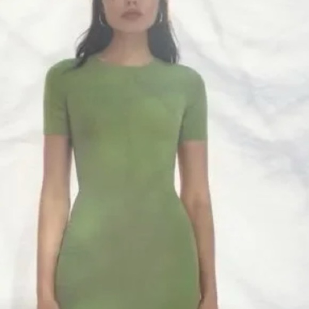 Reformation green Kennedy ribbed knit short sleeve dress XS